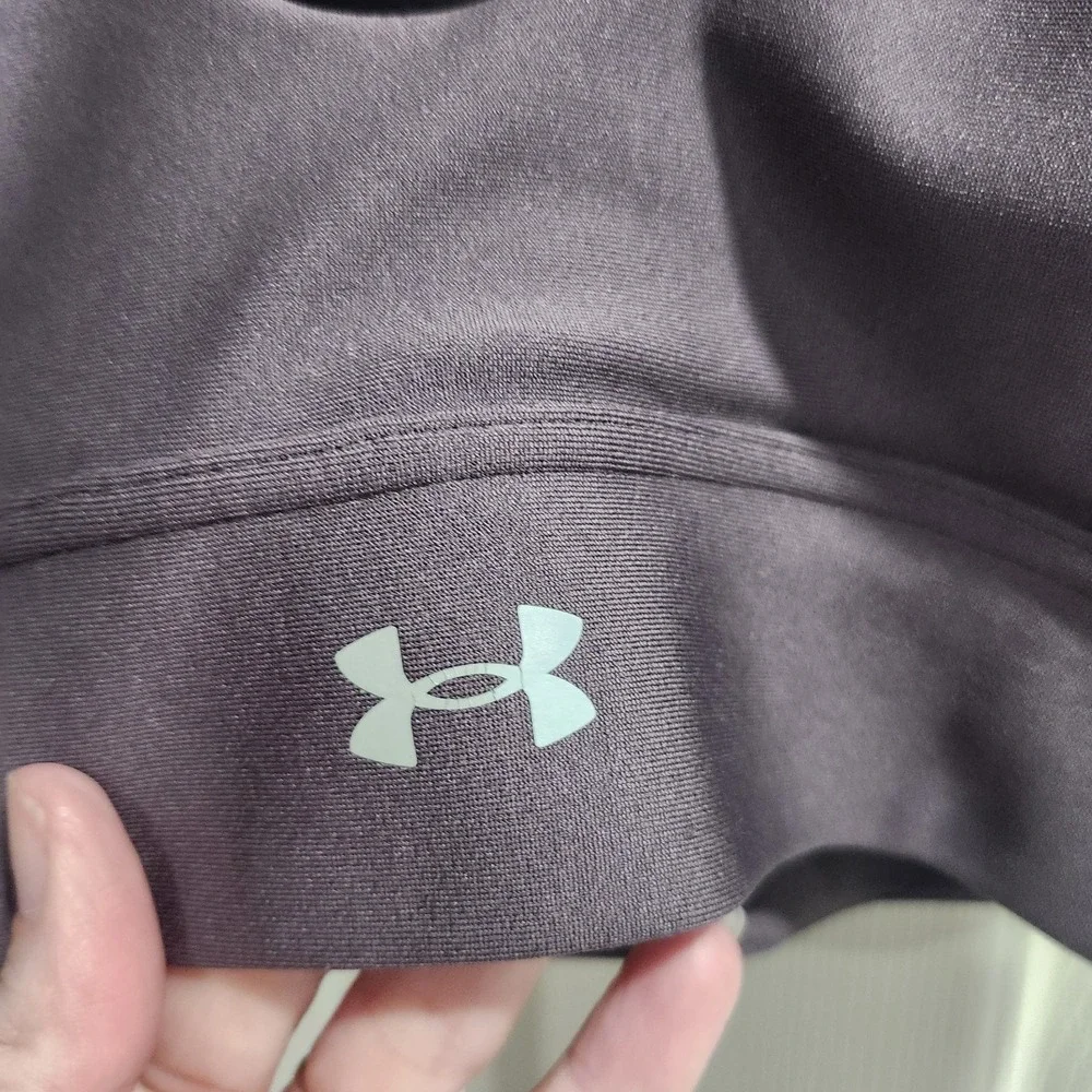 Under Armour Infinity Pintuck Mid Sports Bra‎ Gray Brown Women's Medium HeatGear